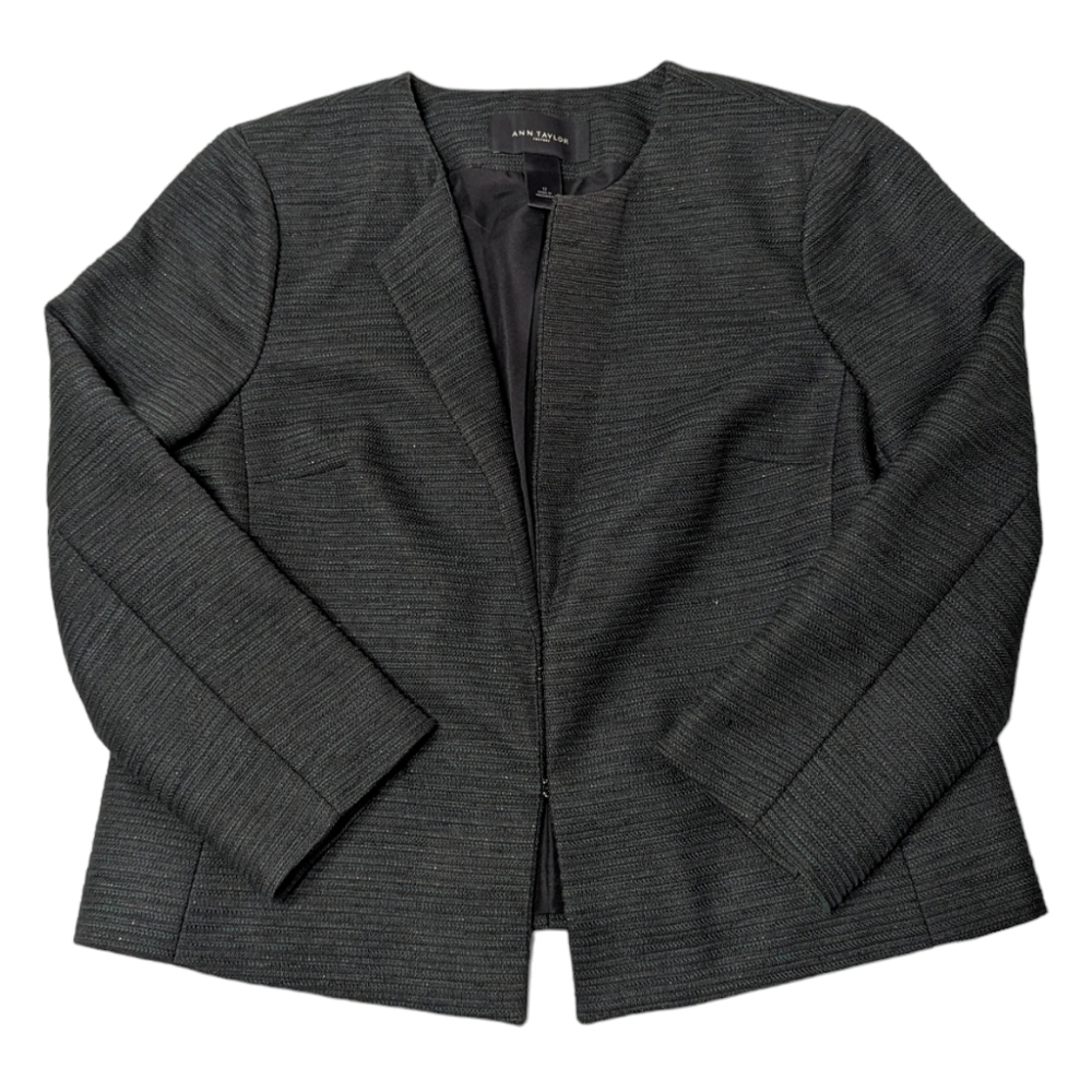 Ann‎ Taylor Women's Blazer Green Black Whimsigoth Dark Fairy Church Size 12